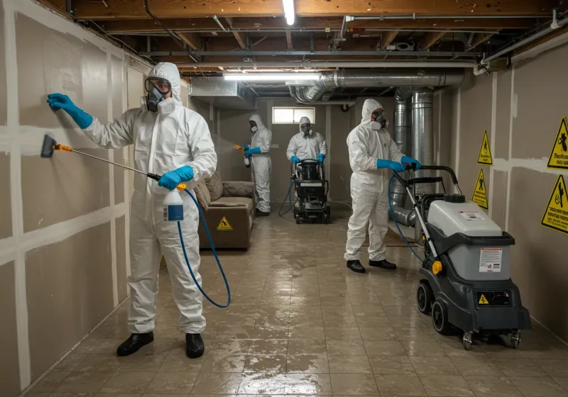 Basement Moisture Removal and Structural Drying process in New Market, AL